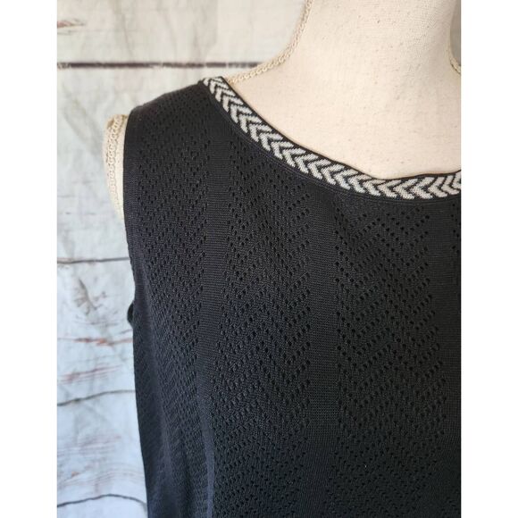 Misook Black Perforated Sleeveless Top Size Small - Picture 4 of 6